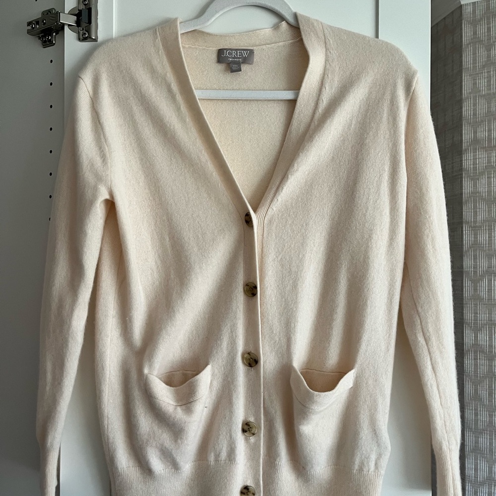 J. Crew Women's Soft Cream Cashmere Cardigan